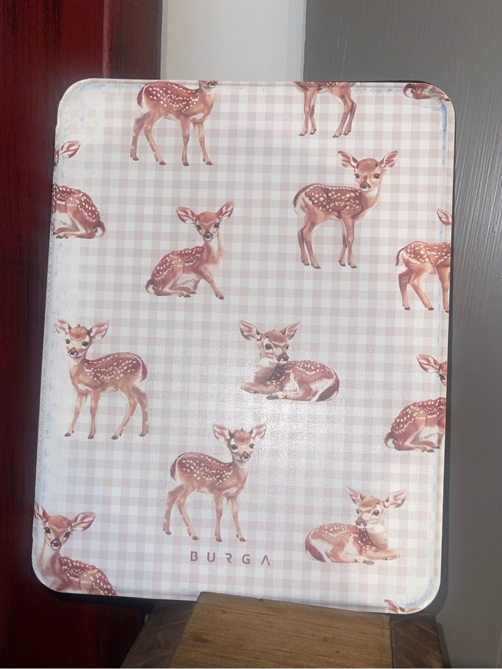 Burga Pink Gingham Deer Tablet Case